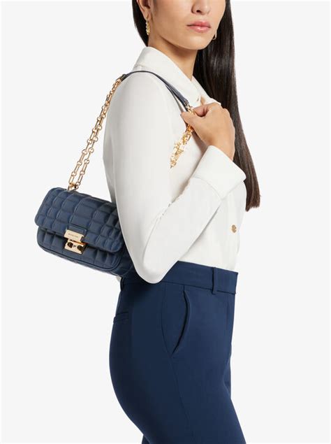 Tribeca Small Quilted Leather Shoulder Bag .